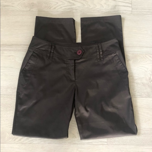 Solar Designer Slim Straight Leg Brown Satin Dress Pants - Picture 3 of 16